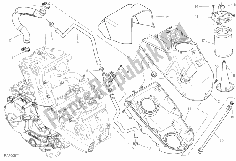 Todas las partes para Toma De Aire - Respiradero De Aceite de Ducati Monster 821 Stripes USA 2017